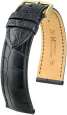 Fekete bőr szíj Hirsch Genuine Alligator M10200759-1 (Aligátor bőr)