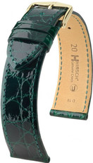 Zöld bőr szíj Hirsch Genuine Croco M 01808140-1 (Krokodilbőr) Hirsch Selection