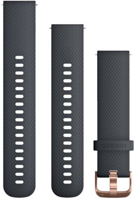 Garmin Quick Release pánt 20mm, szilikon, grafit kék, rózsaszín arany csattal (Venu, Venu Sq, Venu 2 plus, stb.) + hosszabbított rész