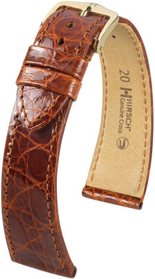 Barna bőr szíj Hirsch Genuine Croco M 18900870-1 (Krokodilbőr)