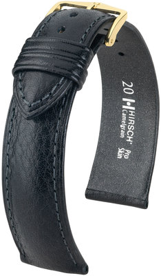 Fekete bőr szíj Hirsch Camelgrain M 01009150-1 (Borjú)