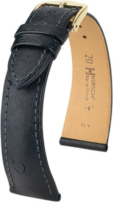 Fekete bőr szíj Hirsch Massai Ostrich L 04362050-1 (struccbőr) Hirsch selection