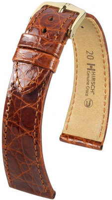 Barna bőr szíj Hirsch Genuine Croco M 01808170-1 (Krokodilbőr)