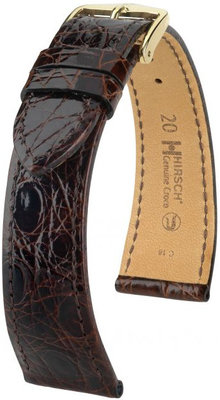 Sötét barna bőr szíj Hirsch Genuine Croco M 01808110-1 (Krokodilbőr)