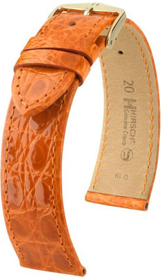 Sötét narancssárga bőr szíj Hirsch Genuine Croco L 01808076-1 (Krokodilbőr) Hirsch Selection