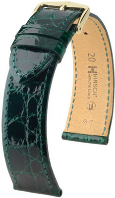 Zöld bőr szíj Hirsch Genuine Croco L 01808040-1 (Krokodilbőr) Hirsch Selection