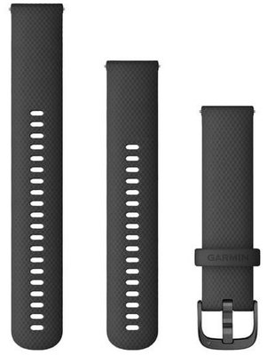 Garmin Quick Release szíj 20mm, szilikon, fekete, sötét csat (Venu, Venu Sq, Venu 2 plus, stb.) + hosszabbított rész