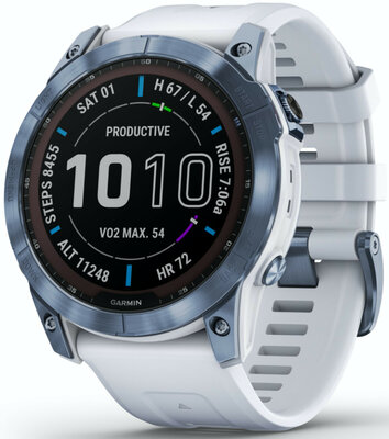 Garmin Fenix 7X Sapphire Solar Blue DLC Titanium / White Band