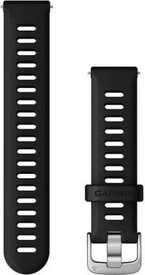 Szíj Garmin Quick Release 18mm, szilikon, fekete, ezüst csat (Venu 2S, Vívoactive 4S, Vívomove 3S)