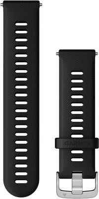 Szíj Garmin Quick Release 22mm, szilikon, fekete, ezüst csat (Venu, Forerunner 255, Vívoactive 4)